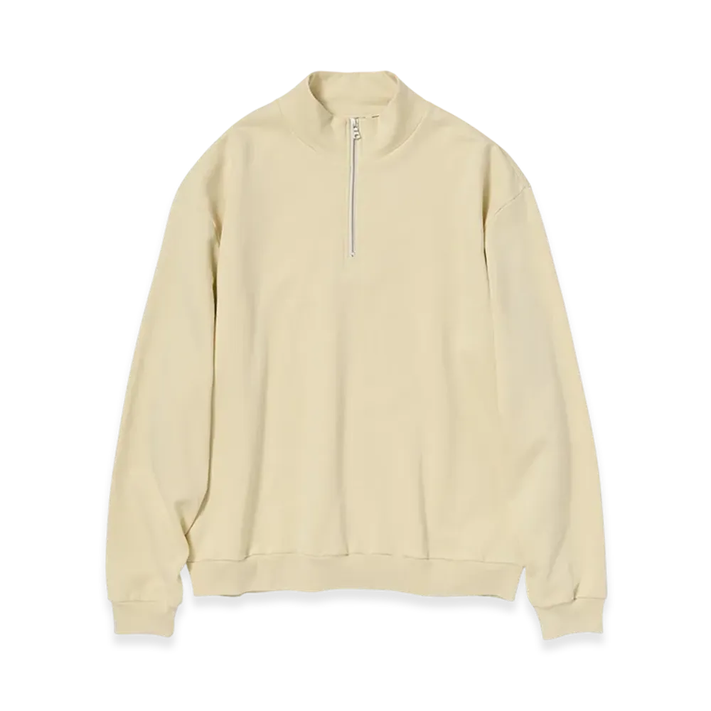 AURALEE Elastic High Gauge Sweat Half Zip P/O "Ivory Beige"