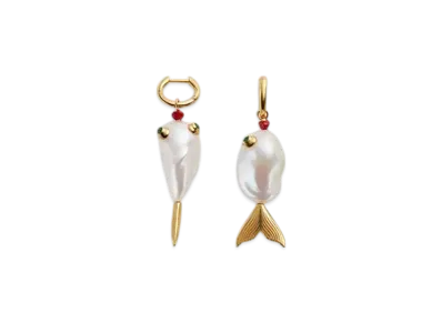 Bottega Veneta Fish Earrings "White/African Jade"