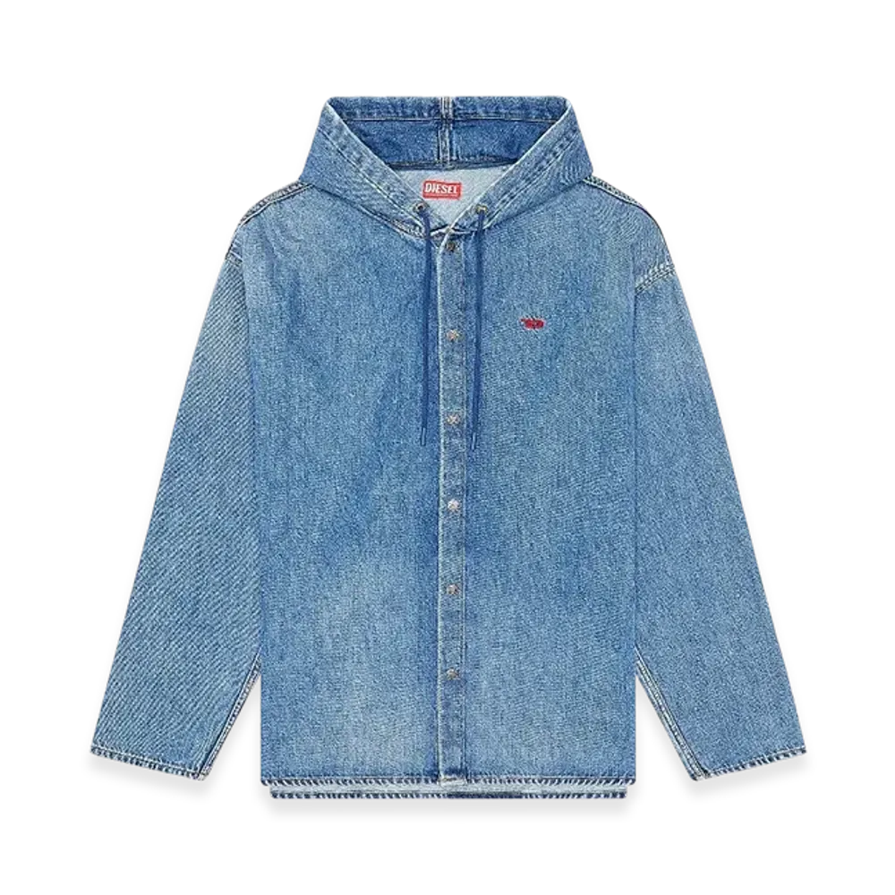 Diesel D-Dewny-Hood Hybrid Shirt In Fix Denim "Blue"