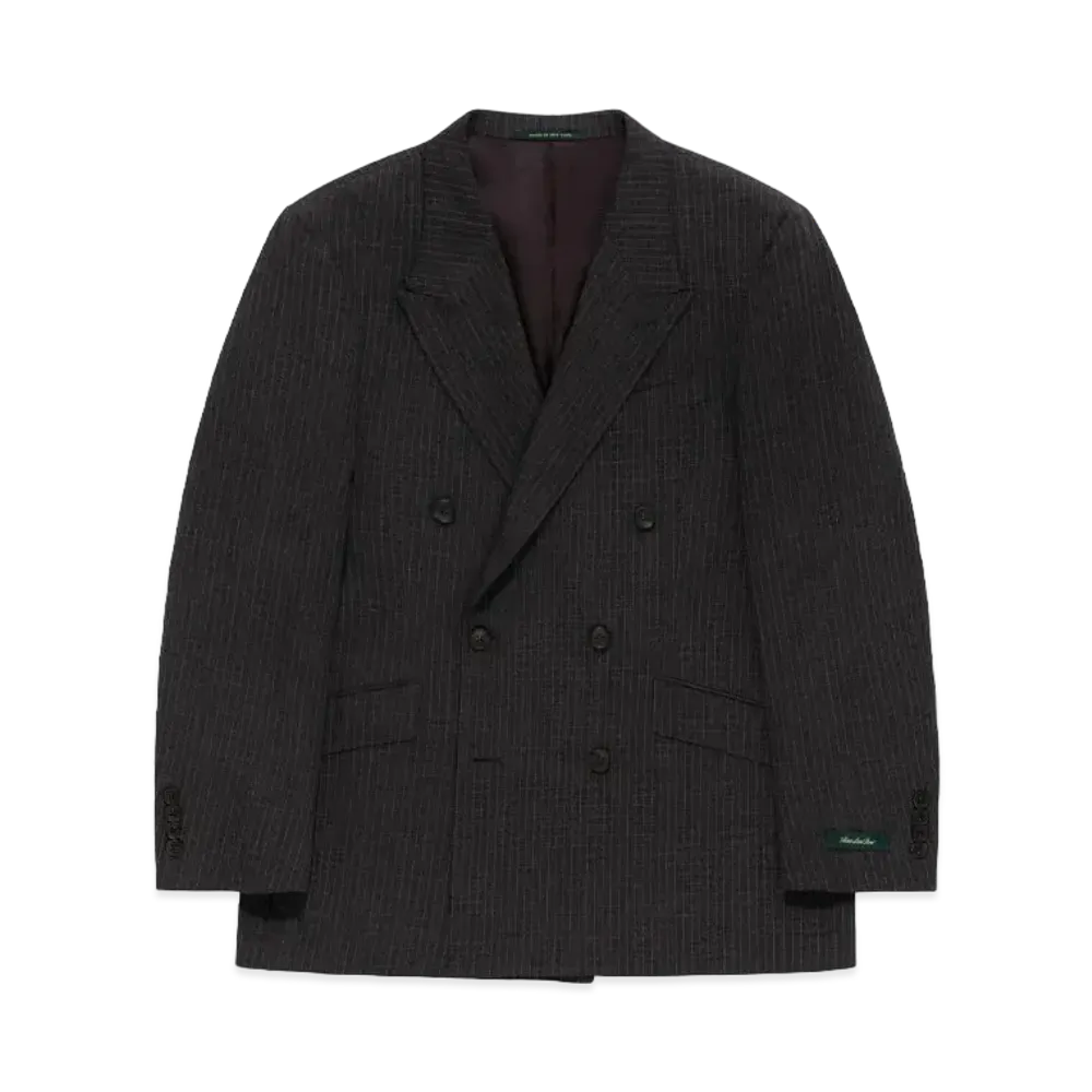 Aime Leon Dore Double-Breasted Ripstop Wool Suit Jacket "Dark Grey"