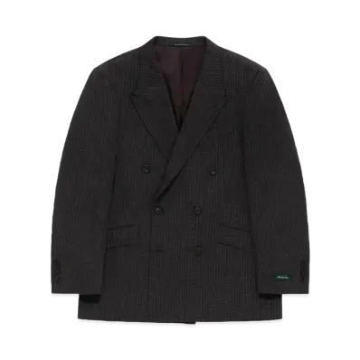Aime Leon Dore Double-Breasted Ripstop Wool Suit Jacket "Dark Grey"