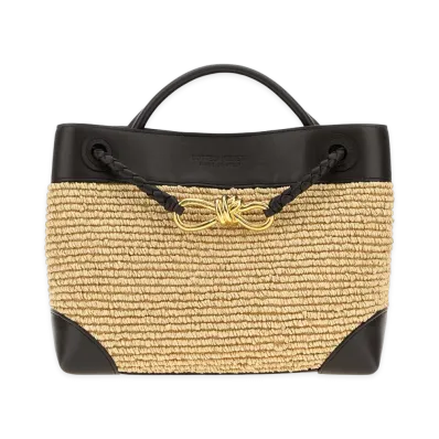Bottega Veneta Women's Raffia Small Andiamo Handbag "Natural/Espresso"