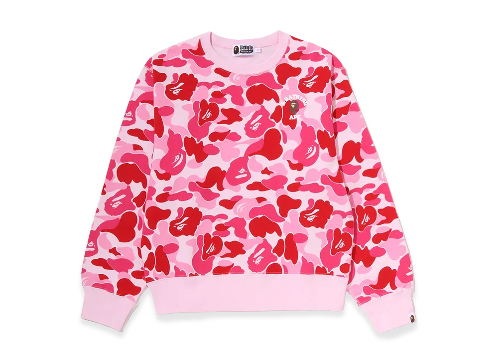 A BATHING APE Women's ABC Camo College Crewneck Sweatshirt "Pink"
