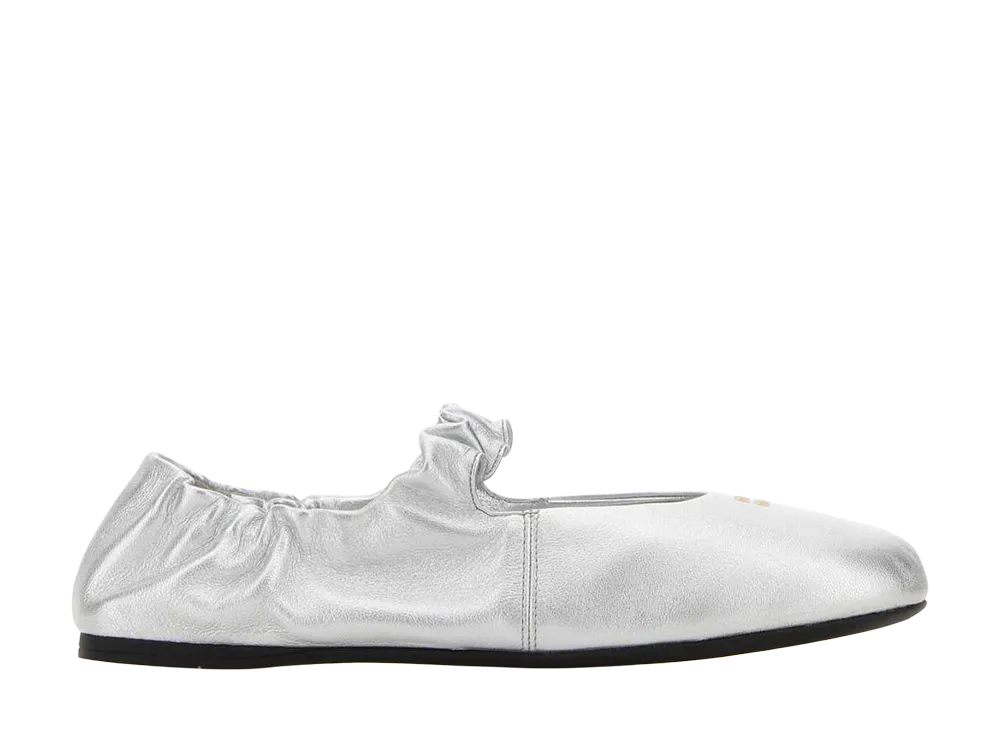MIU MIU Women's Leather Ballerinas "Silver"