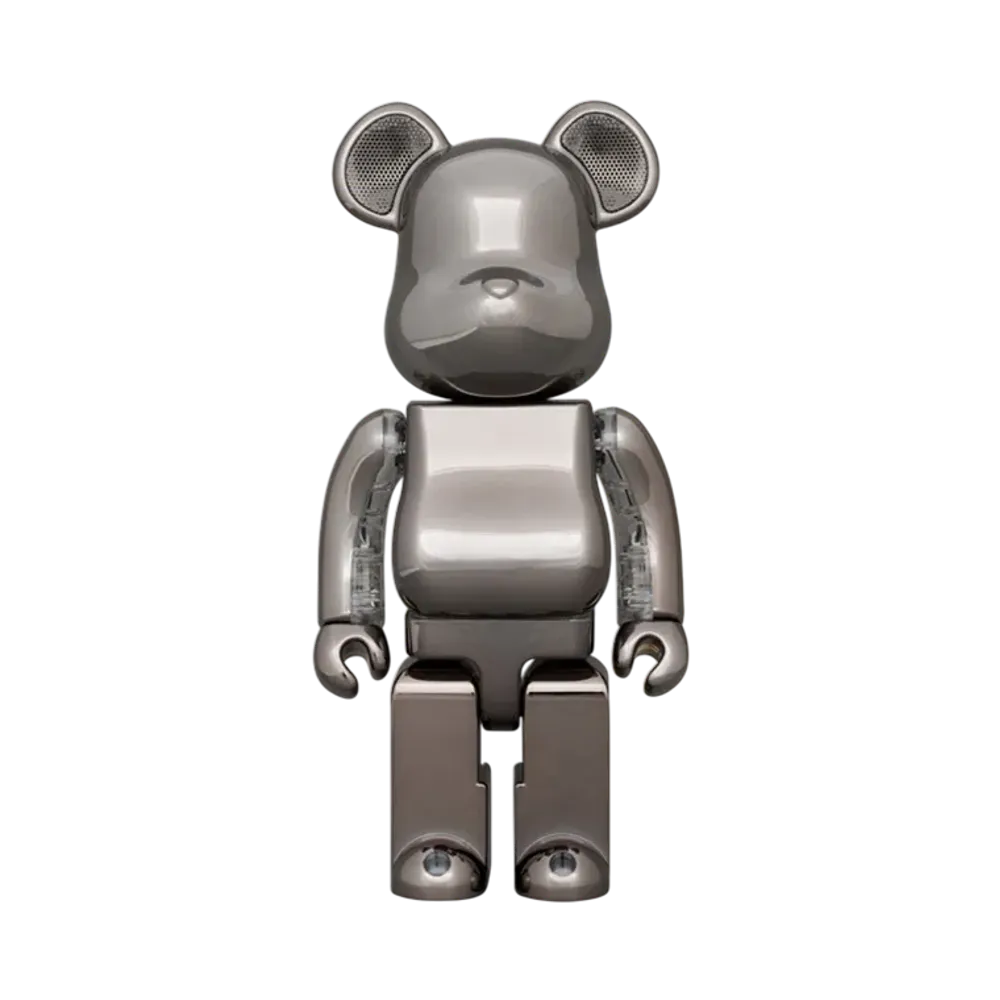 MEDICOM TOY "BEARBRICK" Audio Chrome 400% Portable Bluetooth Speaker Platinum