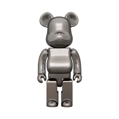MEDICOM TOY "BEARBRICK" Audio Chrome 400% Portable Bluetooth Speaker Platinum