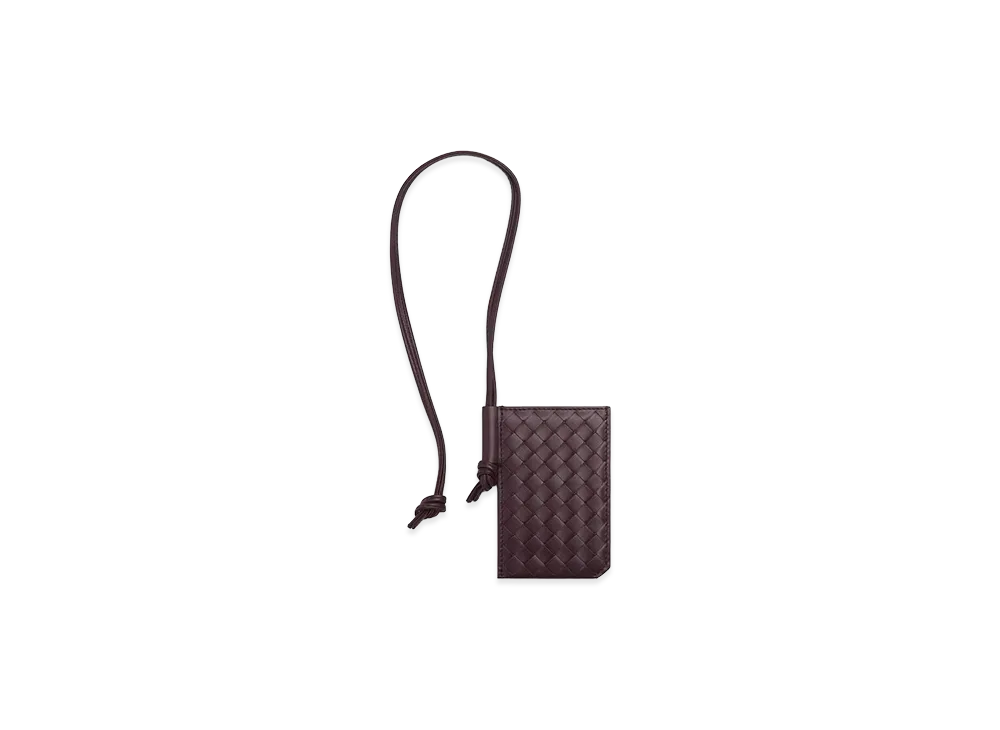 Bottega Veneta Intrecciato Piccolo Badge Holder "Dark Barolo"