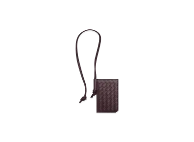 Bottega Veneta Intrecciato Piccolo Badge Holder "Dark Barolo"