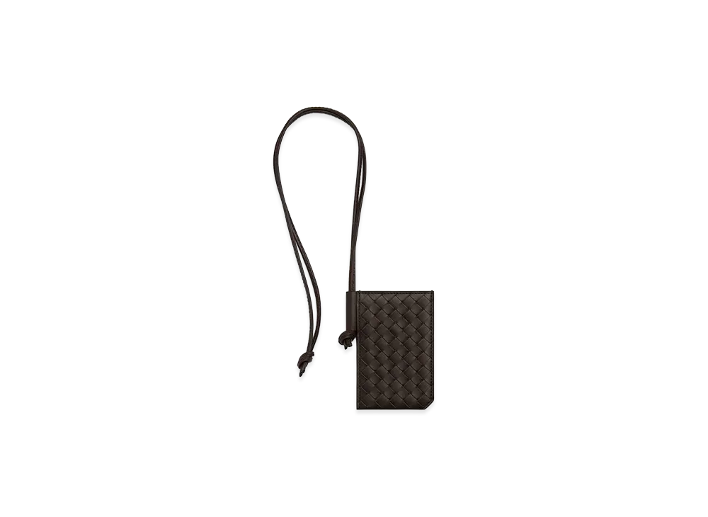 Bottega Veneta Intrecciato Piccolo Badge Holder "Fondente"