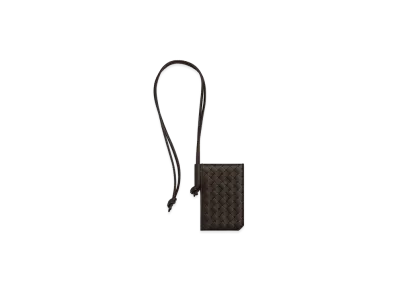 Bottega Veneta Intrecciato Piccolo Badge Holder "Fondente"