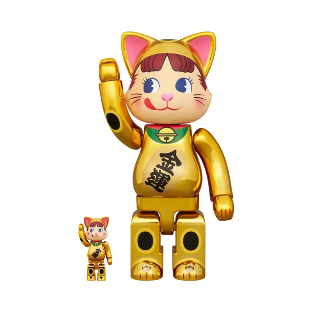 MEDICOM TOY "NYABRICK" Lucky cat Peko-chan gold plated 100% & 400%