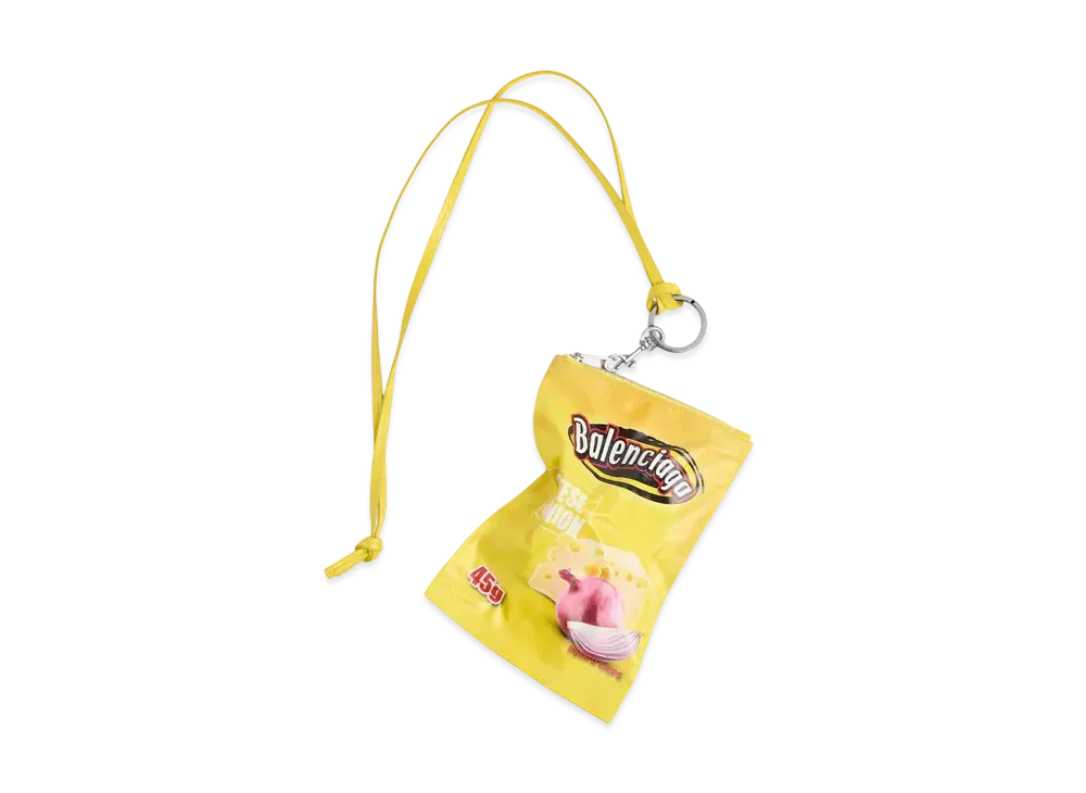 BALENCIAGA Chips Phone Holder Pouch "Yellow"
