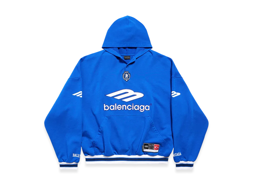 BALENCIAGA 3B Football Polo Hoodie "Royal Blue/White"