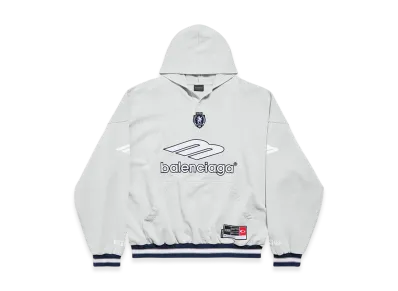 BALENCIAGA 3B Football Polo Hoodie "Grey/White"