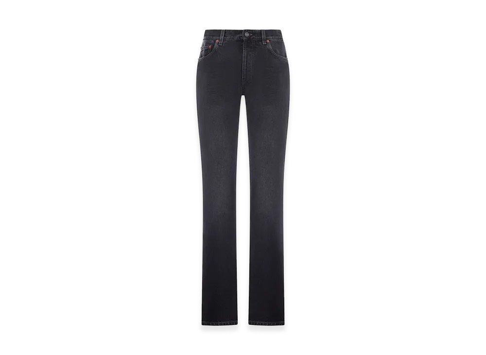Saint Laurent Women's Straight Leg Denim Jeans "Black"