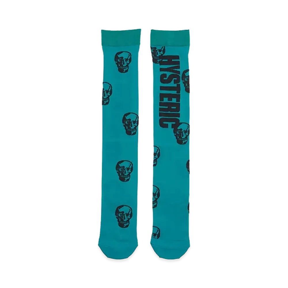 HYSTERIC GLAMOUR Women's Skull Knee-High Socks "Blue"