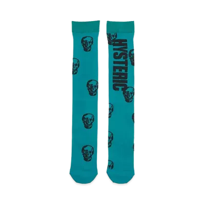 HYSTERIC GLAMOUR Women's Skull Knee-High Socks "Blue"