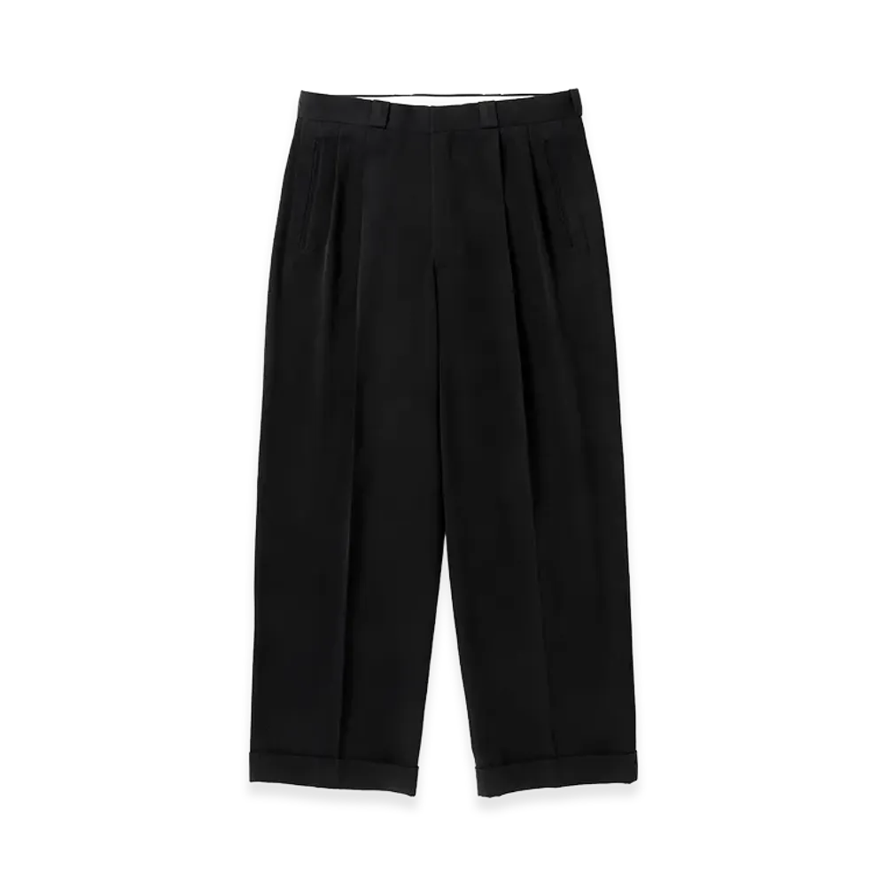 A.PRESSE Washed Silk Wide Trousers "Black"