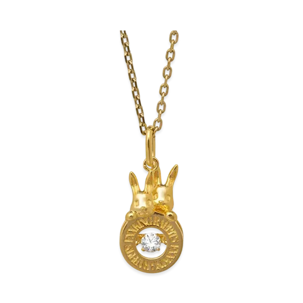 FR2 Dancing Stone Round Logo Necklace "Gold"