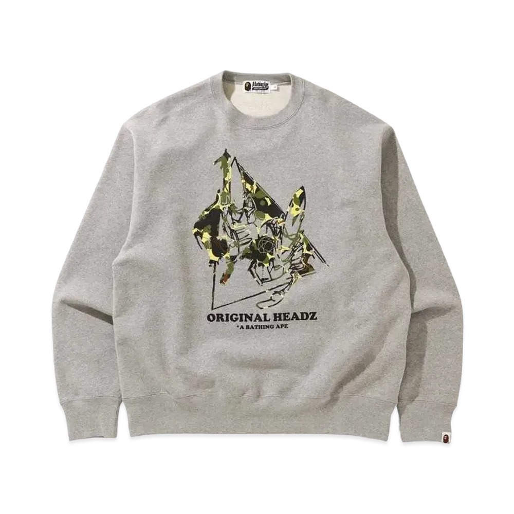 A BATHING APE / UNKLE POINTMAN LOGO RELAXED CREWNECK "Grey"