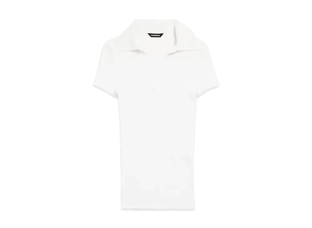 BALENCIAGA Women's Fitted Polo Top "White"