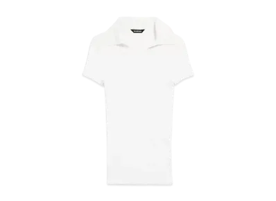 BALENCIAGA Women's Fitted Polo Top "White"