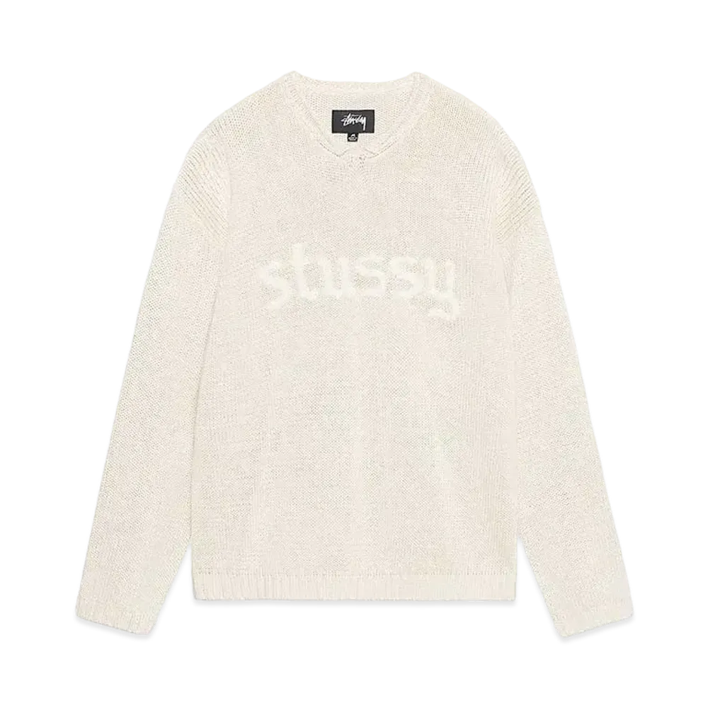 Stussy Roll V-Neck Logo Sweater "Natural" (FA24)