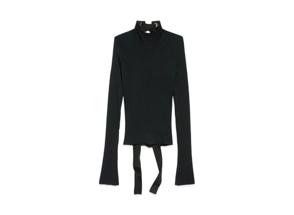 BALENCIAGA Women's Lace-Up Fitted Turtleneck "Black"