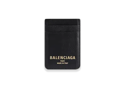 BALENCIAGA Cash 2.0 Magnetic Card Holder "Black"
