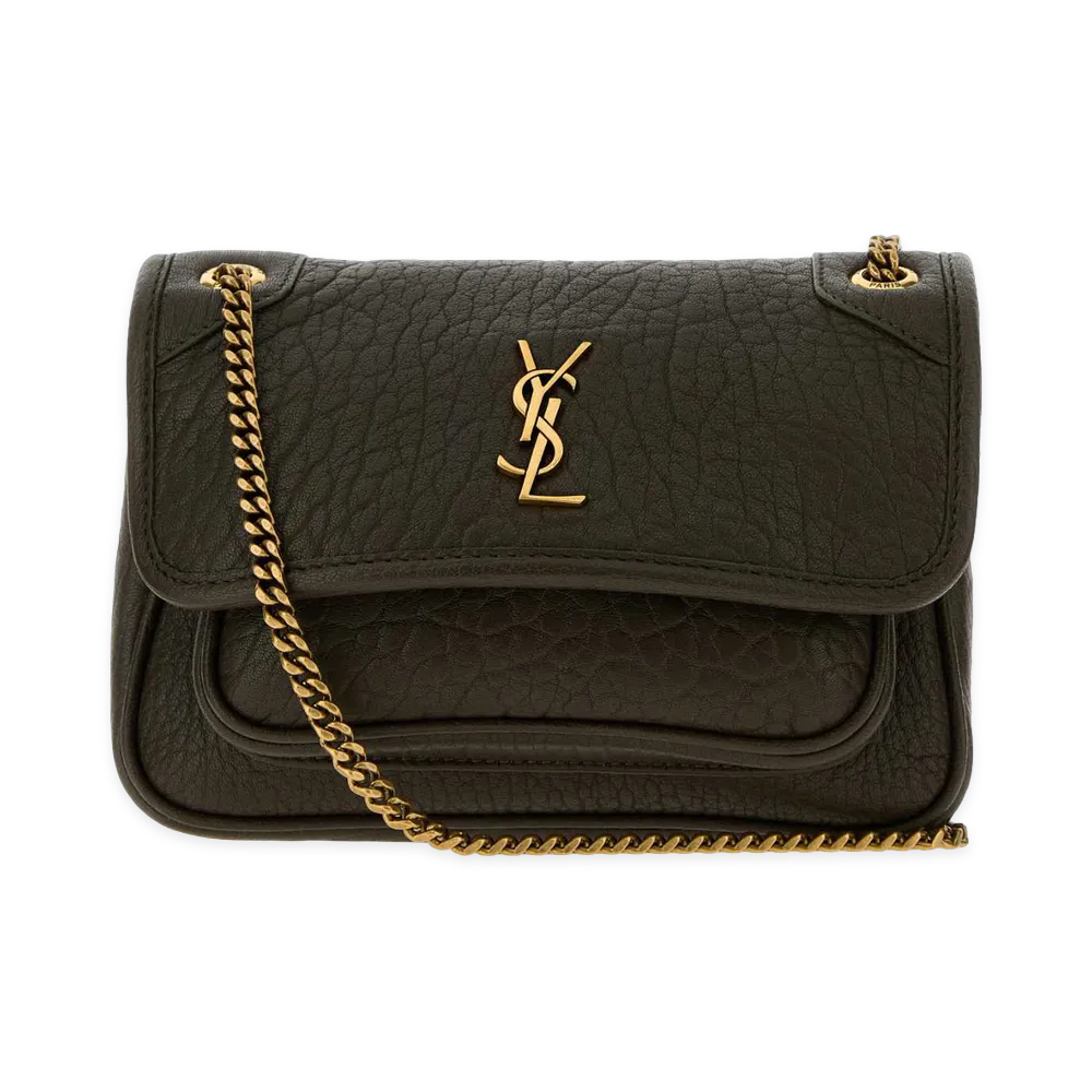 Saint Laurent Women's Leather Mini Niki Crossbody Bag "Dark Green"
