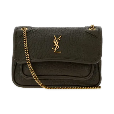 Saint Laurent Women's Leather Mini Niki Crossbody Bag "Dark Green"