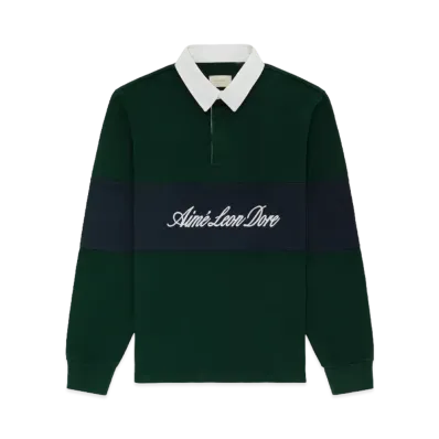 Aime Leon Dore Script Paneled Rugby "Green&Navy"