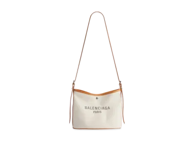 BALENCIAGA Biarritz Small Bucket Bag "Natural/Black"