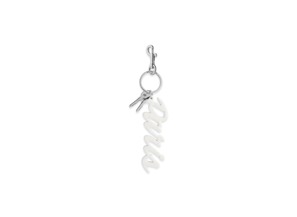 BALENCIAGA Charm Keychain Paris "White"