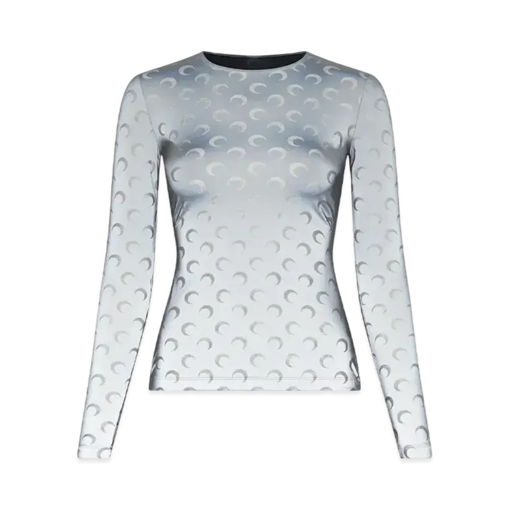 Marine Serre All Over Moon Reflective Long Sleeve Second Skin "Reflective Moon"