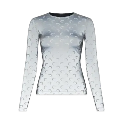 Marine Serre All Over Moon Reflective Long Sleeve Second Skin "Reflective Moon"