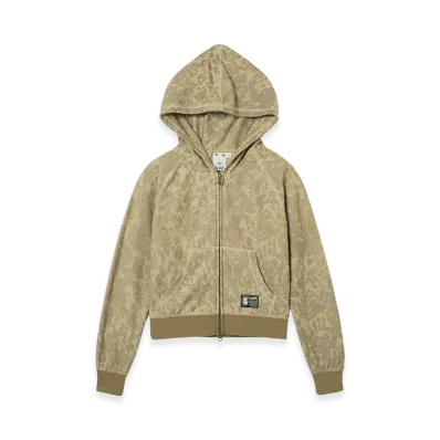 X-Girl Women's Leopard Compact Zip Up Hoodie "Beige"