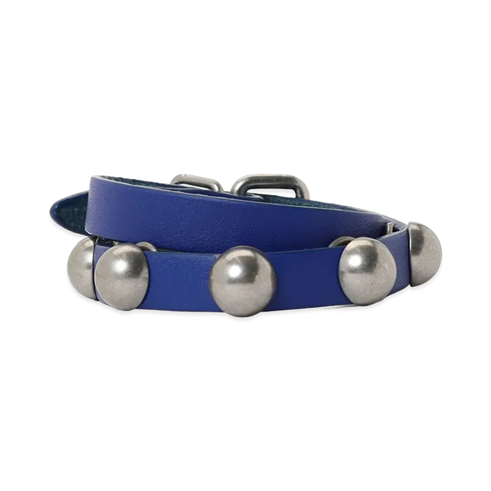 Y's Semigloss Leather Studs Double Bracelet "Blue"