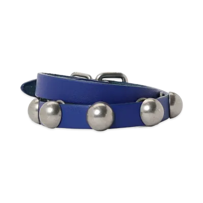 Y's Semigloss Leather Studs Double Bracelet "Blue"