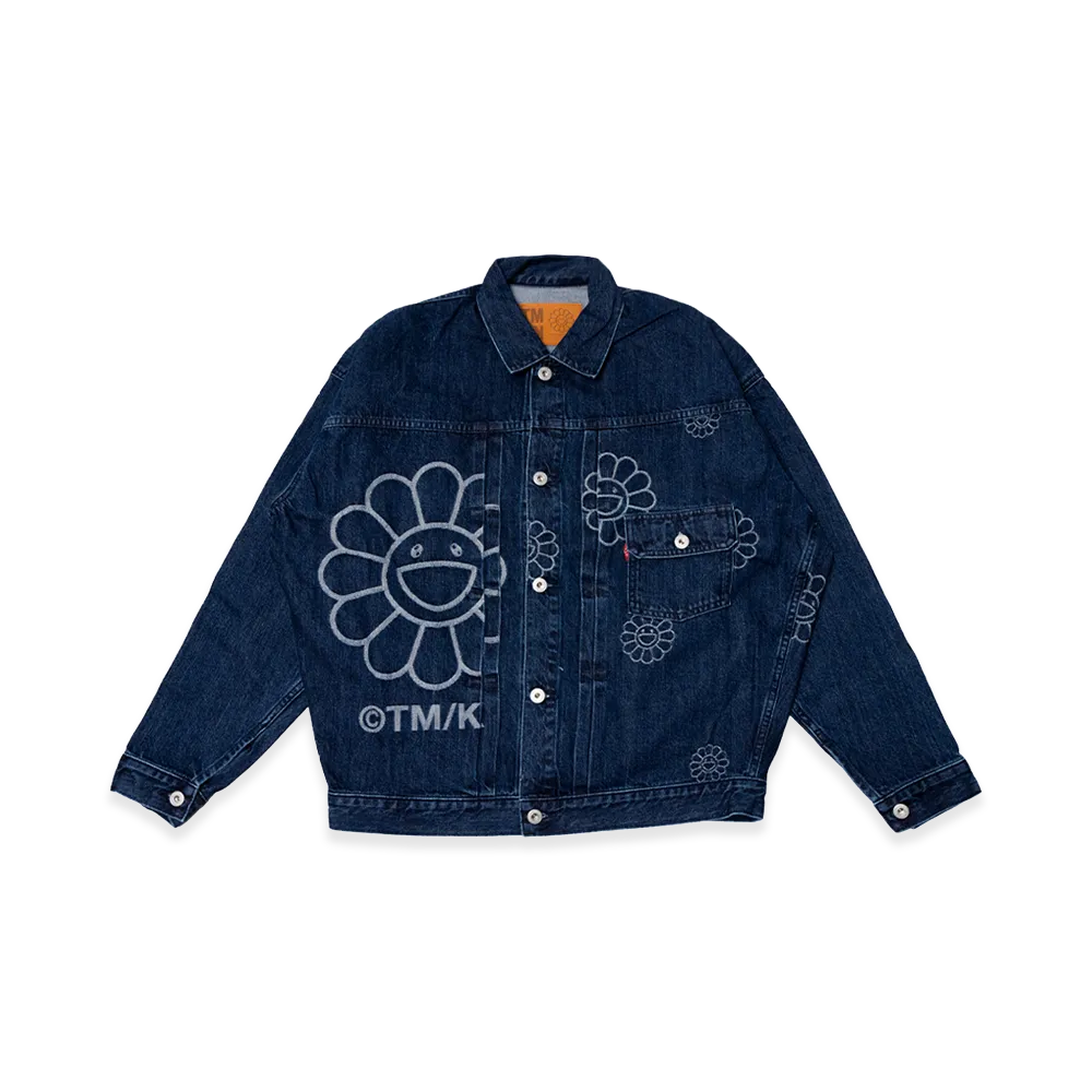Takashi Murakami Flowers Jacquard Denim Jacket "Blue"