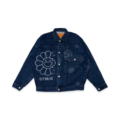 Takashi Murakami Flowers Jacquard Denim Jacket "Blue"
