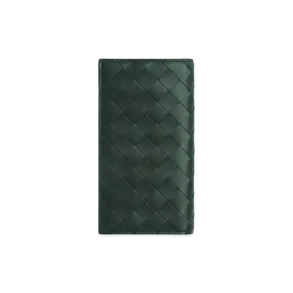 Bottega Veneta Intrecciato Calfskin Bi-fold Long Wallet "Inkwell/Pale Blue"