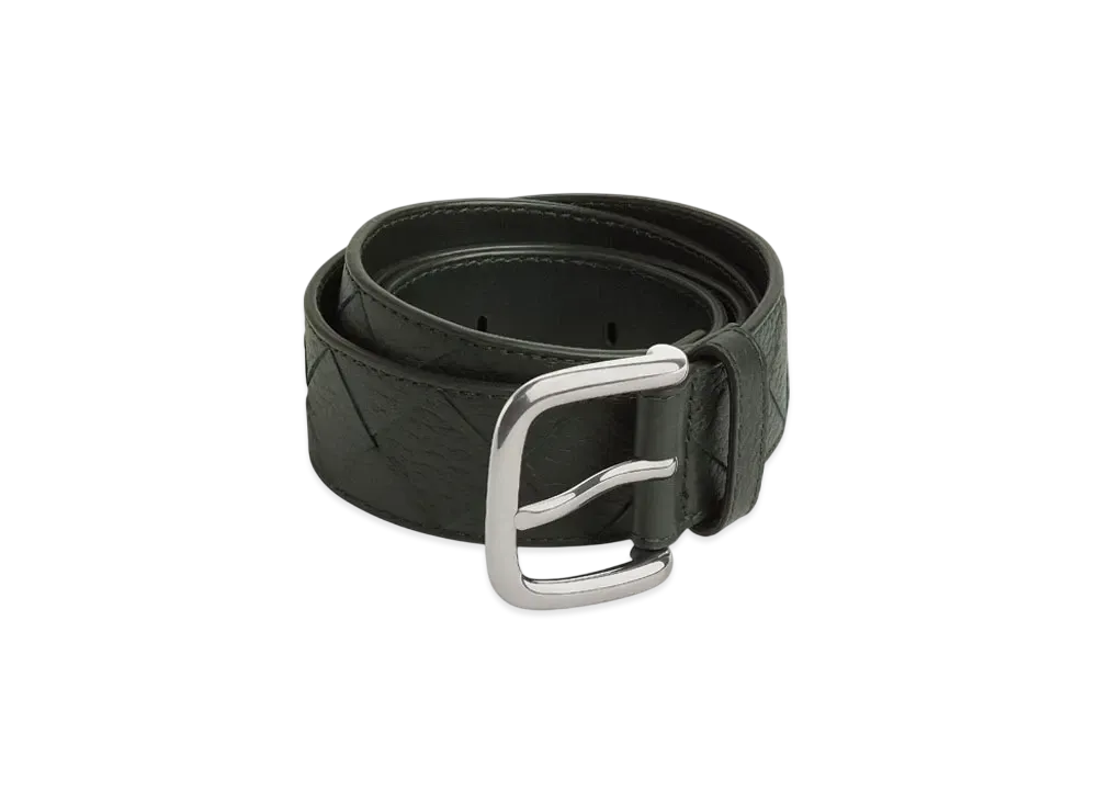 Bottega Veneta Intrecciato Taurillon Belt "Dark Green"