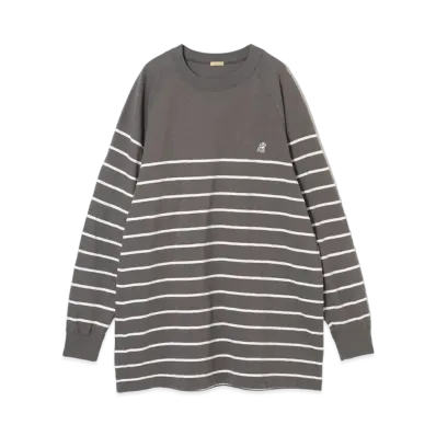 UNDERCOVER Cotton Arrangement Border Long T-Shirt "Gray"