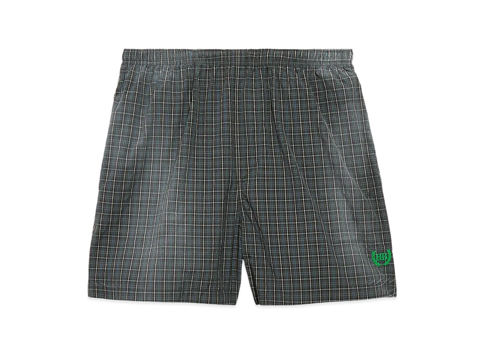 BALENCIAGA Men's Check Boxer Swim Shorts "Black/Blue"