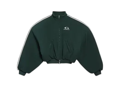 BALENCIAGA Men's Loop Sports Icon Round Zip-Up Jacket "Cypress Green"