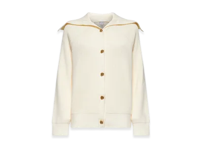Bottega Veneta Women's Cream Stretch Cotton Blend Cardigan "White"