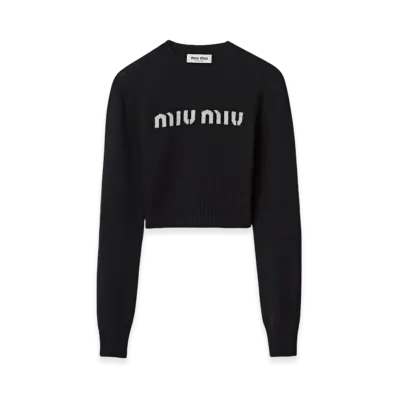 MIU MIU Women's Wool and Cashmere Sweater "Black"
