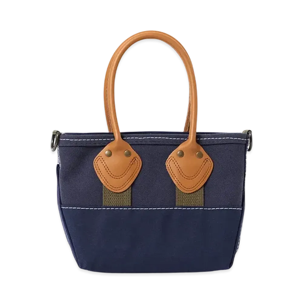 L.L.Bean x BEAMS BOY Deep Bottom Leather Handle Zip Tote Mini "Navy"