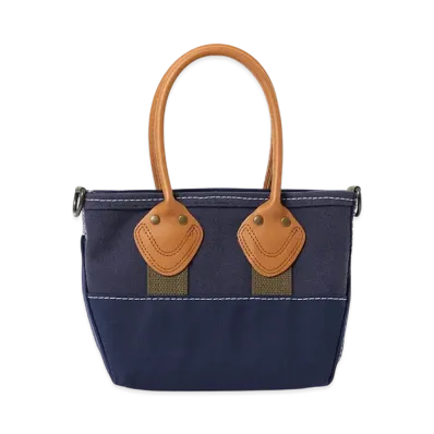 L.L.Bean x BEAMS BOY Deep Bottom Leather Handle Zip Tote Mini "Navy"